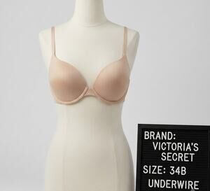 Victoria's Secret Push-Up Bra 34B Underwire Beige The Nakeds Sexy Lightweight VS
